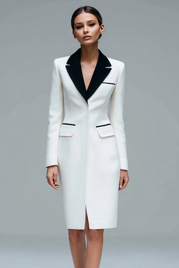 Robe blazer courte à revers crantés ivoire